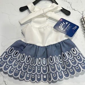 Blue and white dog dress